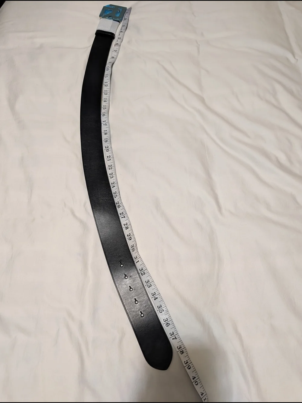 Ralph Lauren Black Leather Men's Belt with Silver RL brand Buckle.